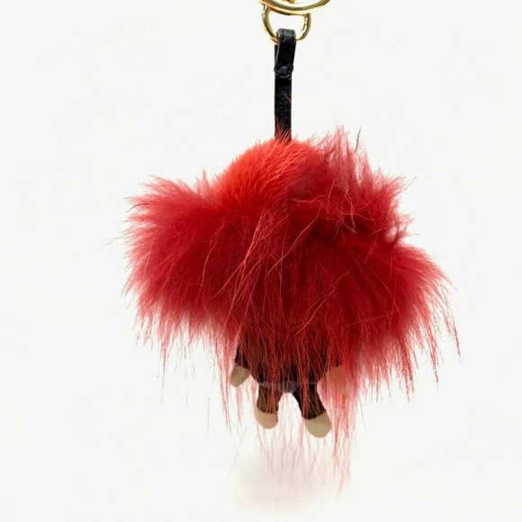 FENDI Monster FF-pattern Bijoux Key ring Red x Brown/GoldHardware - Picture 3 of 6
